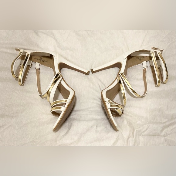 Liliana Gold and White Strappy Heels - Picture 3 of 8